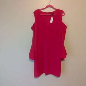 Lane Bryant Bold Pink Cold Shoulder, Bell Sleeve Dress, NWT